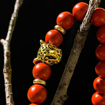 Zen Healing Cinnabar Beads Leopard Prosperity Bracelet