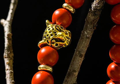 Zen Healing Cinnabar Beads Leopard Prosperity Bracelet