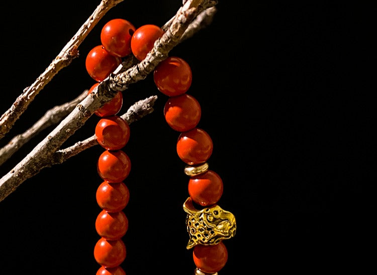 Zen Healing Cinnabar Beads Leopard Prosperity Bracelet