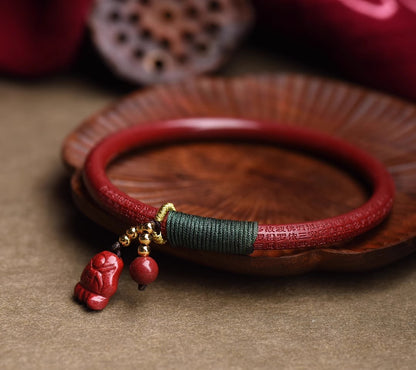 Zen Healing Cinnabar Heart Sutra Protection Bracelet