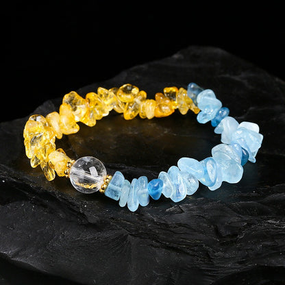 Zen Healing Citrine Aquamarine Crystal Luck Bracelet