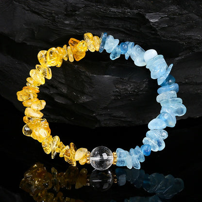 Zen Healing Citrine Aquamarine Crystal Luck Bracelet