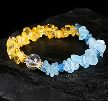 Zen Healing Citrine Aquamarine Crystal Luck Bracelet