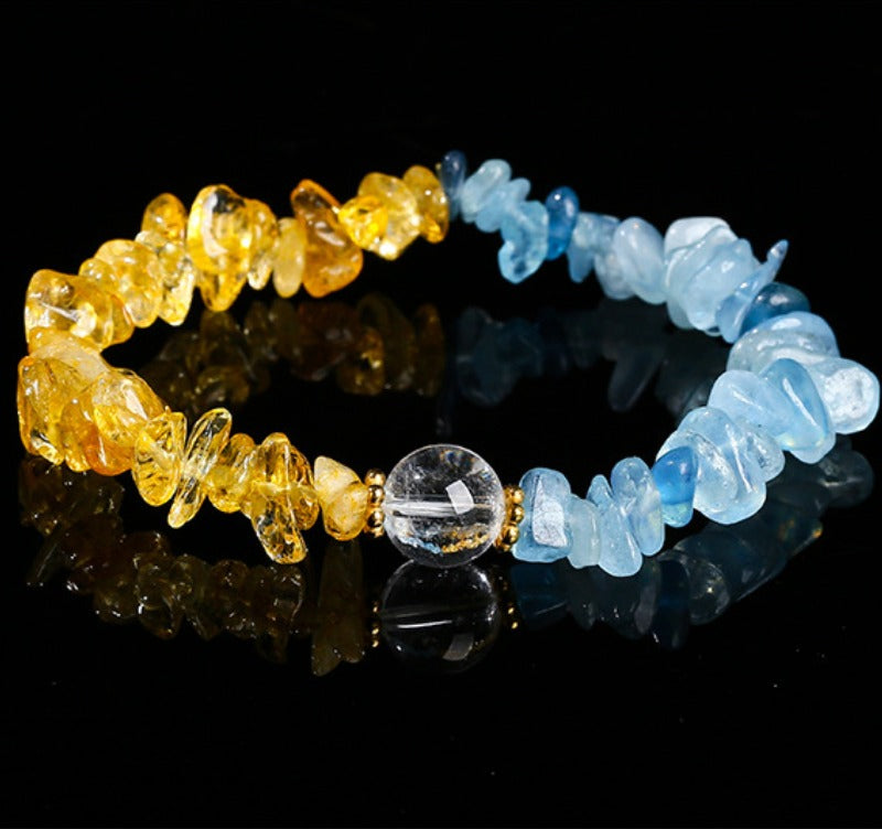 Zen Healing Citrine Aquamarine Crystal Luck Bracelet