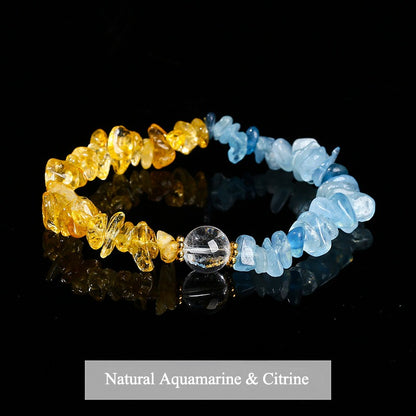 Zen Healing Citrine Aquamarine Crystal Luck Bracelet