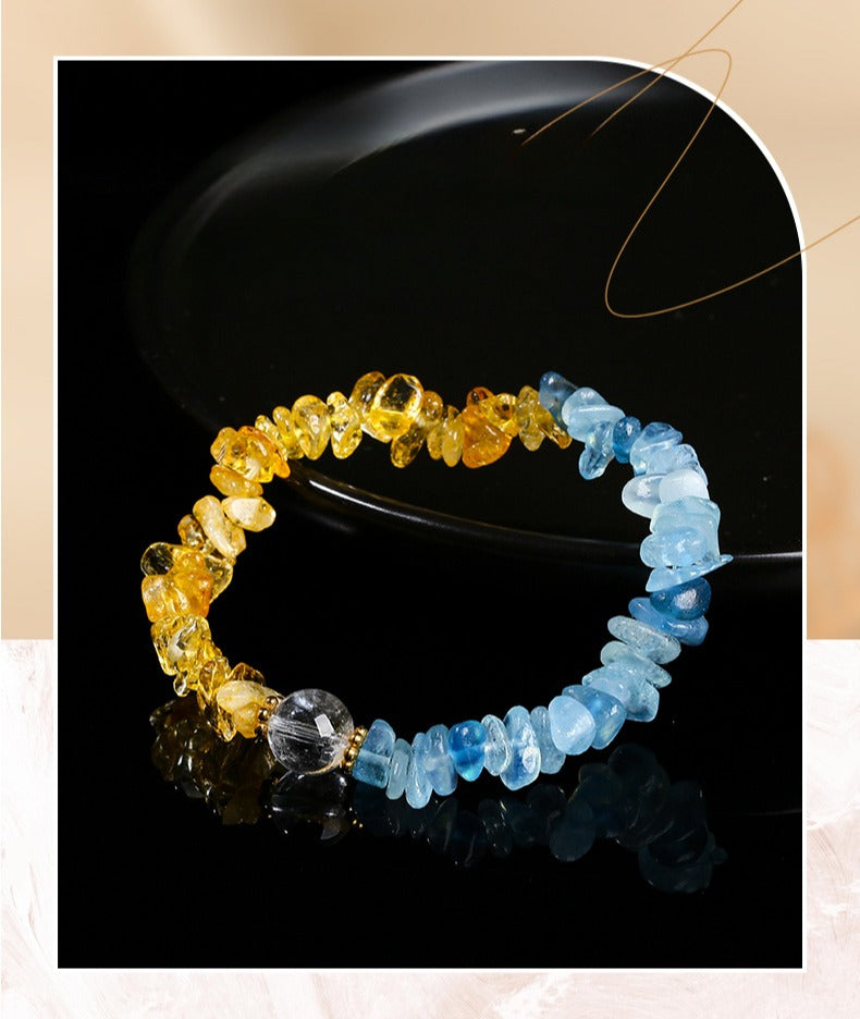 Zen Healing Citrine Aquamarine Crystal Luck Bracelet