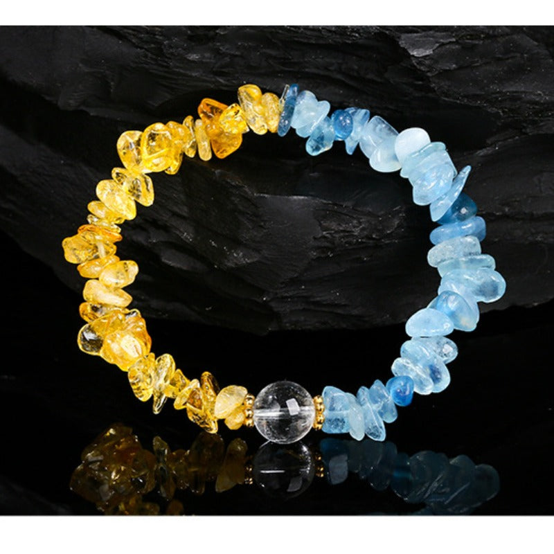 Zen Healing Citrine Aquamarine Crystal Luck Bracelet