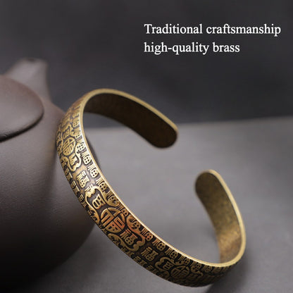 Zen Healing Copper Brass Fu Character Luck Wealth Tibetan Bracelet