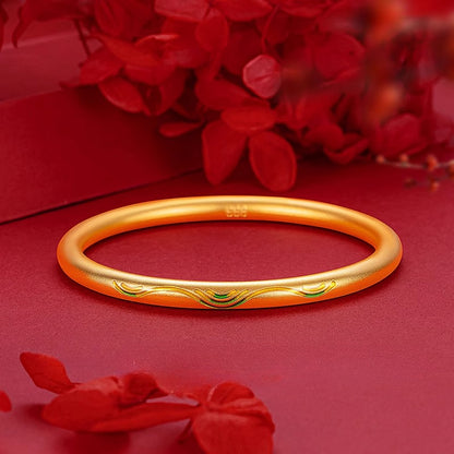 Zen Healing Copper Brass Gold Plated Enamel Bracelet Bangle