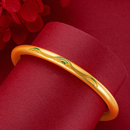 Zen Healing Copper Brass Gold Plated Enamel Bracelet Bangle