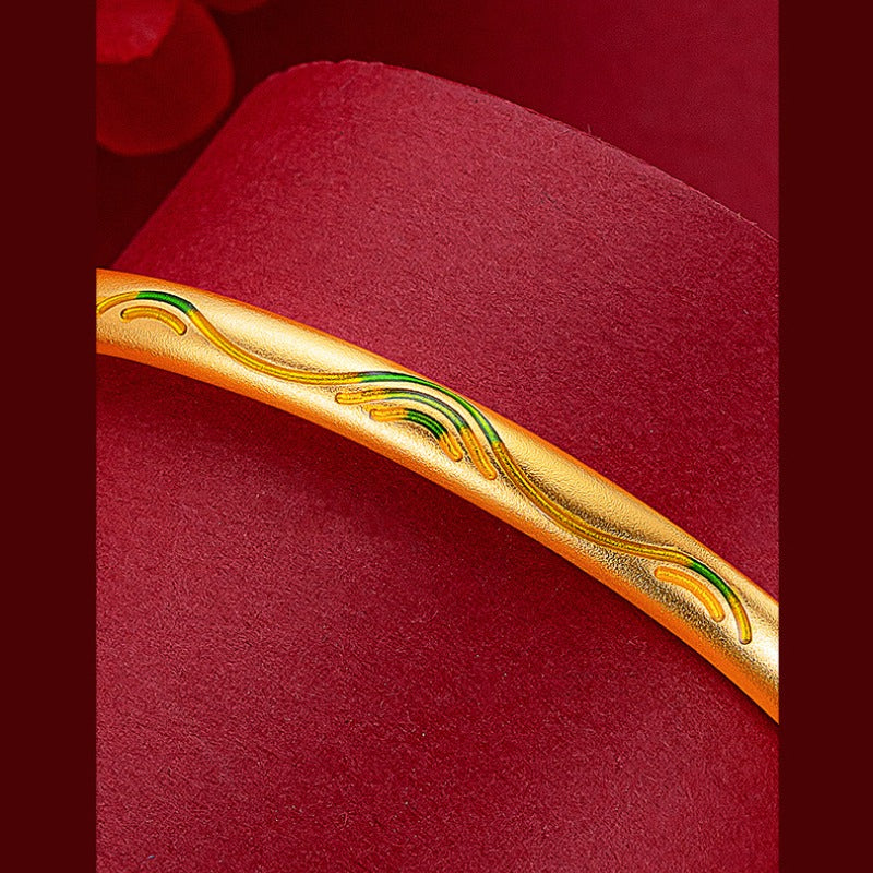 Zen Healing Copper Brass Gold Plated Enamel Bracelet Bangle