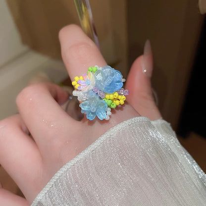 Zen Healing Dopamine Floral Adjustable Ring