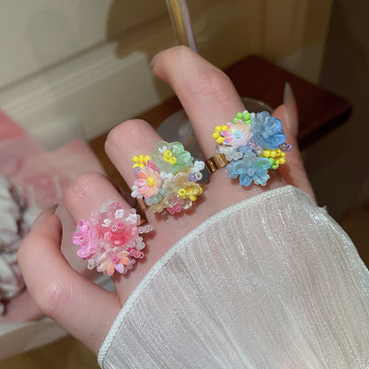 Zen Healing Dopamine Floral Adjustable Ring