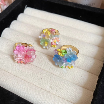 Zen Healing Dopamine Floral Adjustable Ring