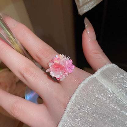 Zen Healing Dopamine Floral Adjustable Ring