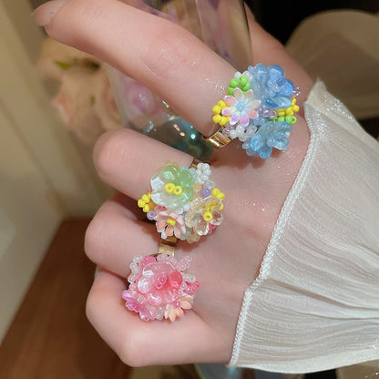 Zen Healing Dopamine Floral Adjustable Ring