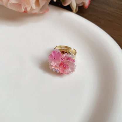 Zen Healing Dopamine Floral Adjustable Ring
