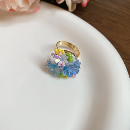 Zen Healing Dopamine Floral Adjustable Ring