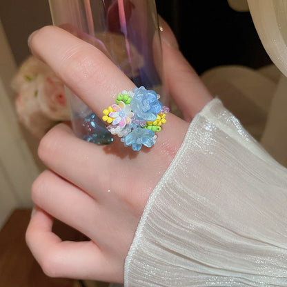 Zen Healing Dopamine Floral Adjustable Ring