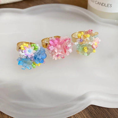 Zen Healing Dopamine Floral Adjustable Ring