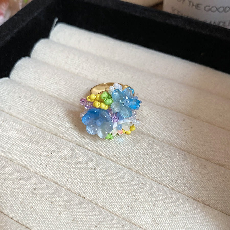 Zen Healing Dopamine Floral Adjustable Ring