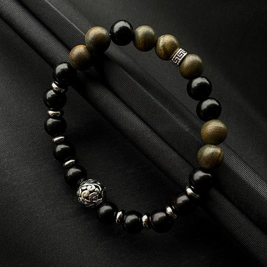 Zen Healing Ebony Green Sandalwood Fortune Bead Bracelet