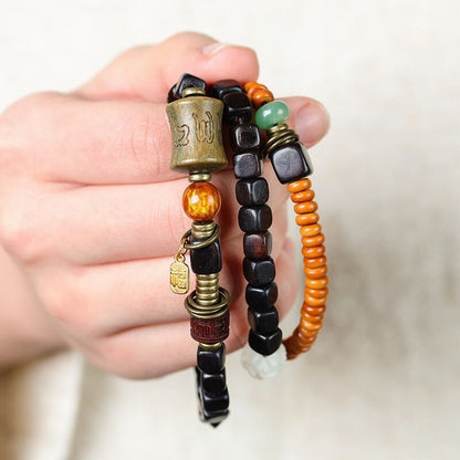 Zen Healing Ebony Green Sandalwood Tibetan Peace Bracelet