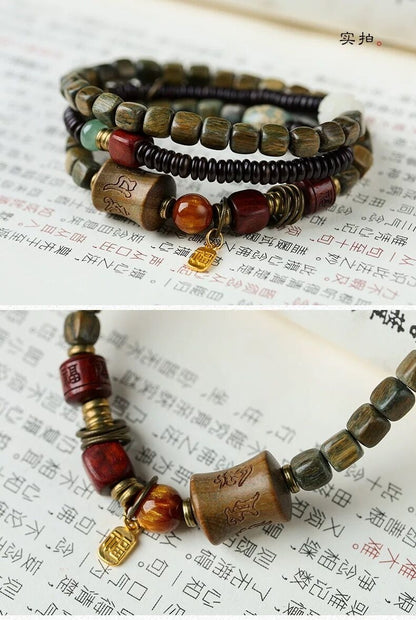 Zen Healing Ebony Green Sandalwood Tibetan Peace Bracelet