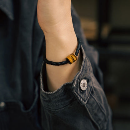 Zen Healing Ebony Wood Tiger Eye Brass Protection Bracelet