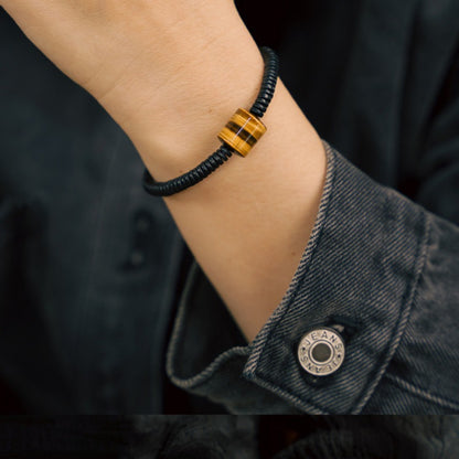 Zen Healing Ebony Wood Tiger Eye Brass Protection Bracelet