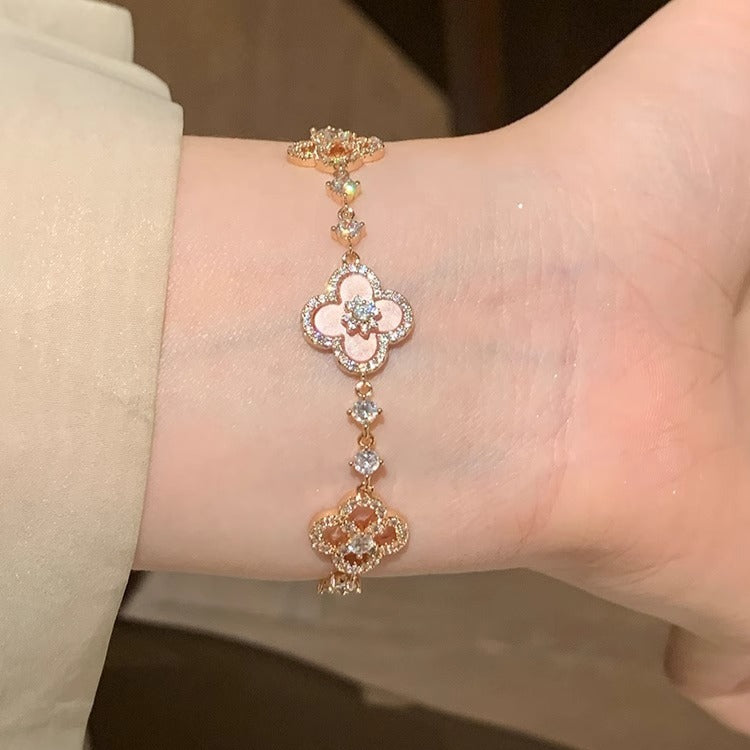Zen Healing Enamel Crystals Clover Bracelet