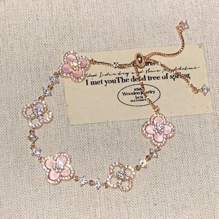 Zen Healing Enamel Crystals Clover Bracelet