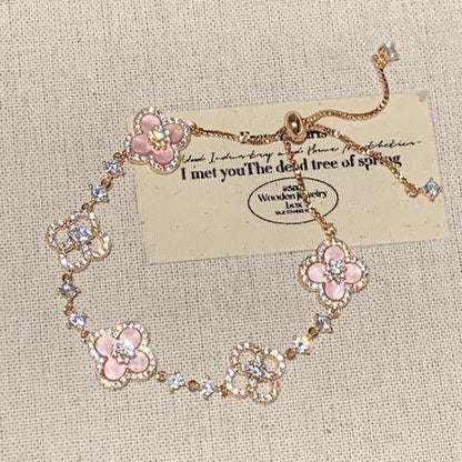 Zen Healing Enamel Crystals Clover Bracelet