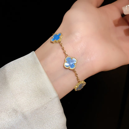 Zen Healing Enamel Crystals Clover Bracelet