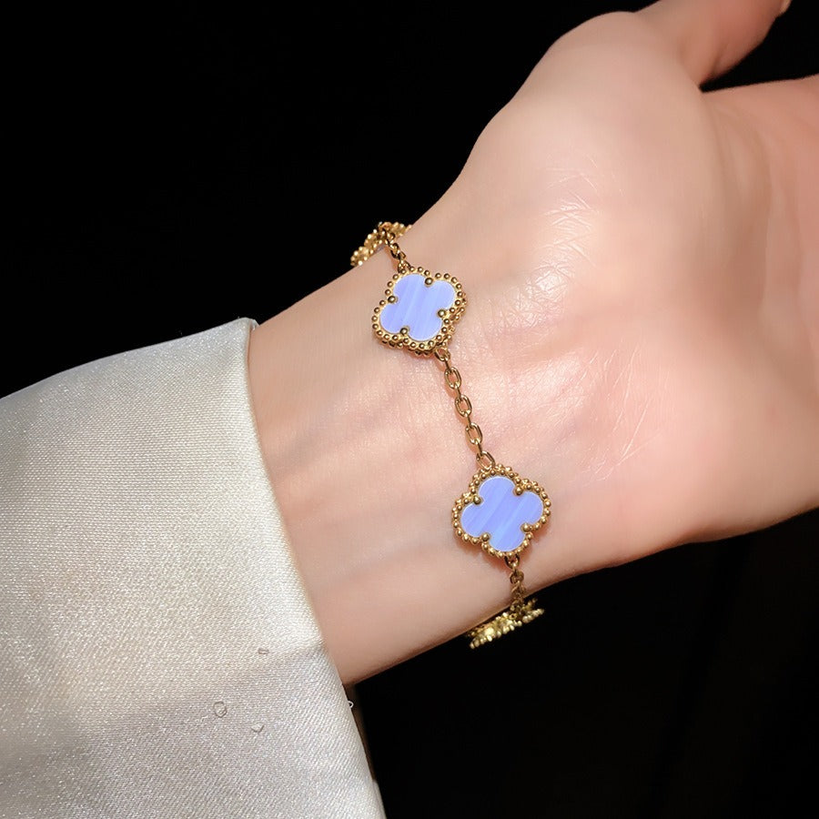 Zen Healing Enamel Crystals Clover Bracelet