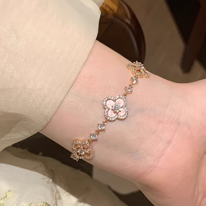 Zen Healing Enamel Crystals Clover Bracelet