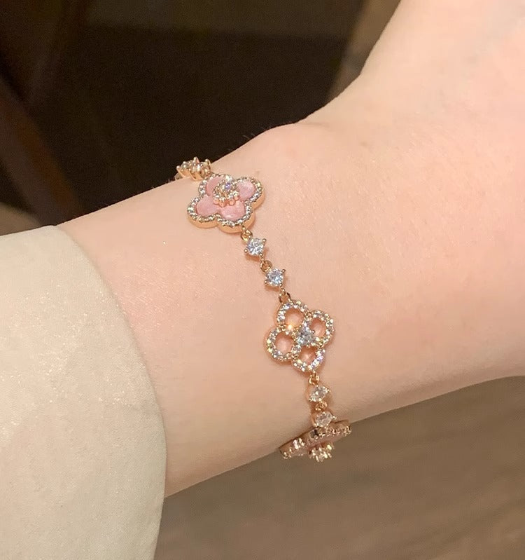 Zen Healing Enamel Crystals Clover Bracelet