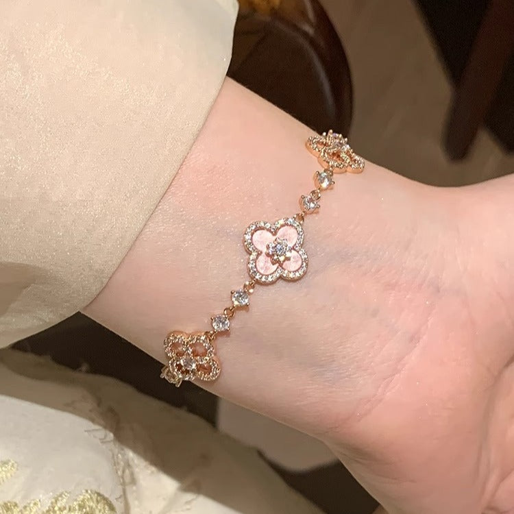 Zen Healing Enamel Crystals Clover Bracelet