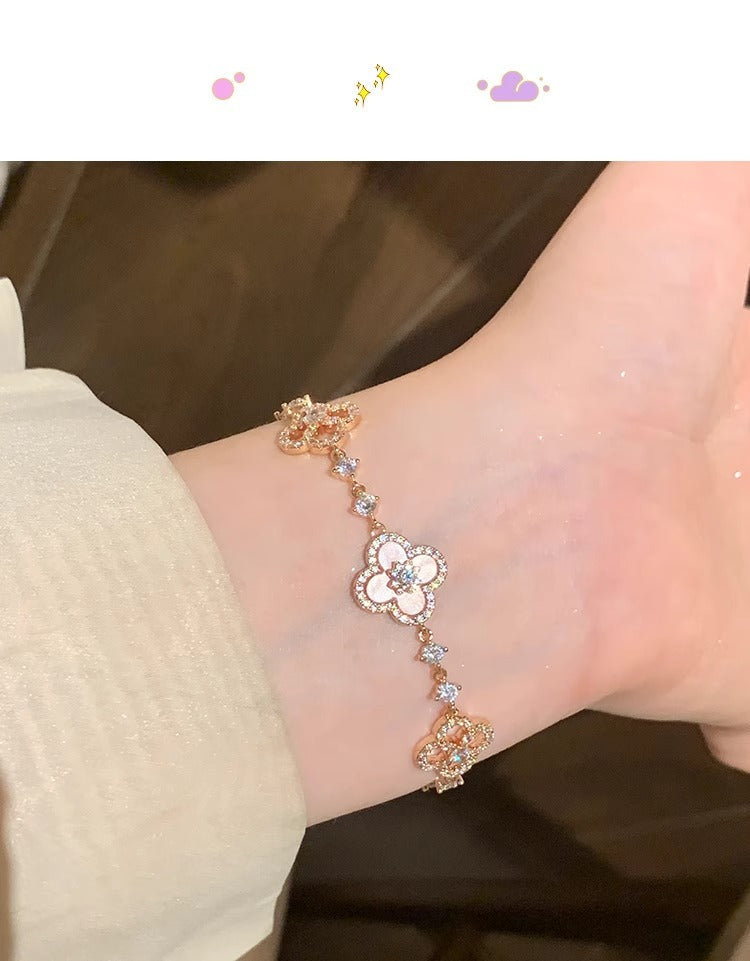 Zen Healing Enamel Crystals Clover Bracelet