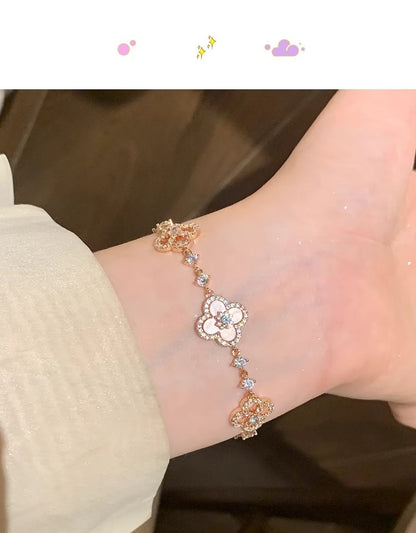 Zen Healing Enamel Crystals Clover Bracelet