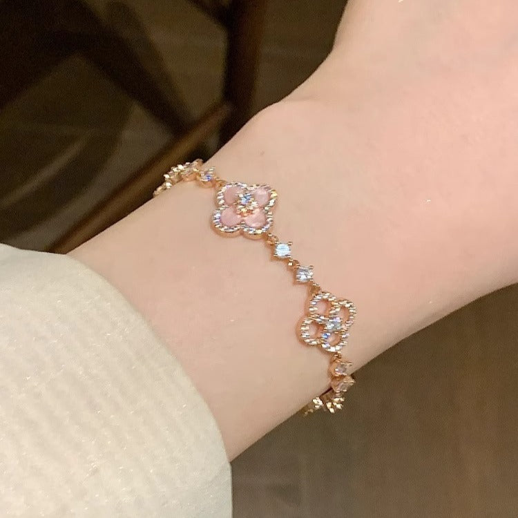 Zen Healing Enamel Crystals Clover Bracelet