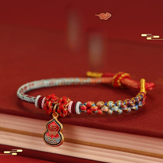 Zen Healing Fu Character Luck Red String Bracelet