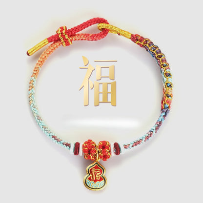 Zen Healing Fu Character Luck Red String Bracelet