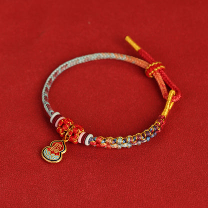 Zen Healing Fu Character Luck Red String Bracelet