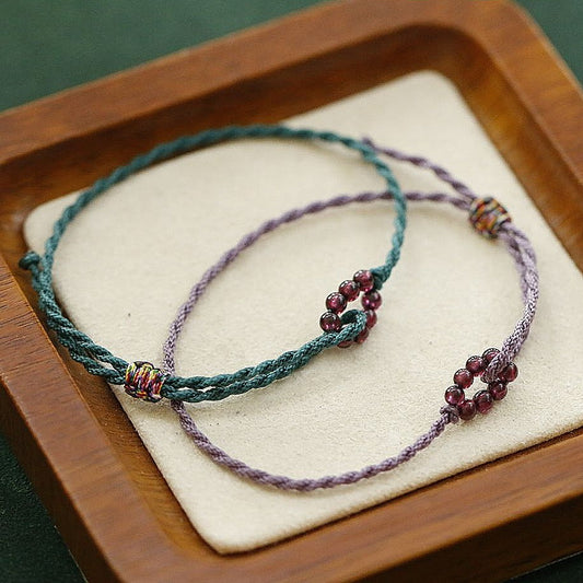 Zen Healing Garnet Good Luck Colorful Braided Bracelet