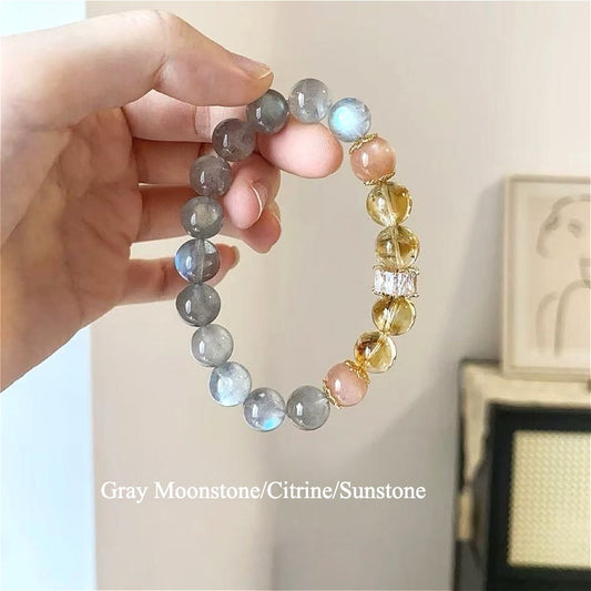 Zen Healing Gray Moonstone Citrine Balance Bead Bracelets