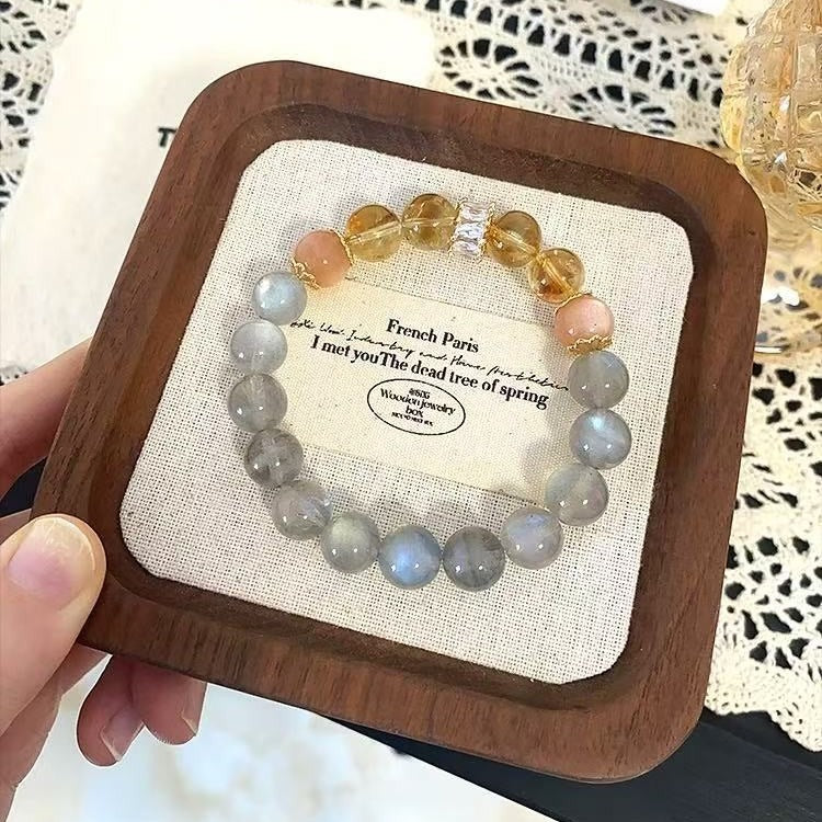 Zen Healing Gray Moonstone Citrine Balance Bead Bracelets