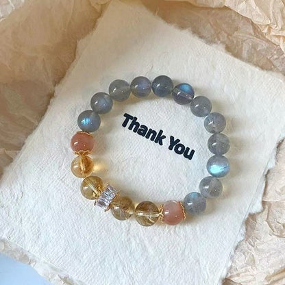 Zen Healing Gray Moonstone Citrine Balance Bead Bracelets