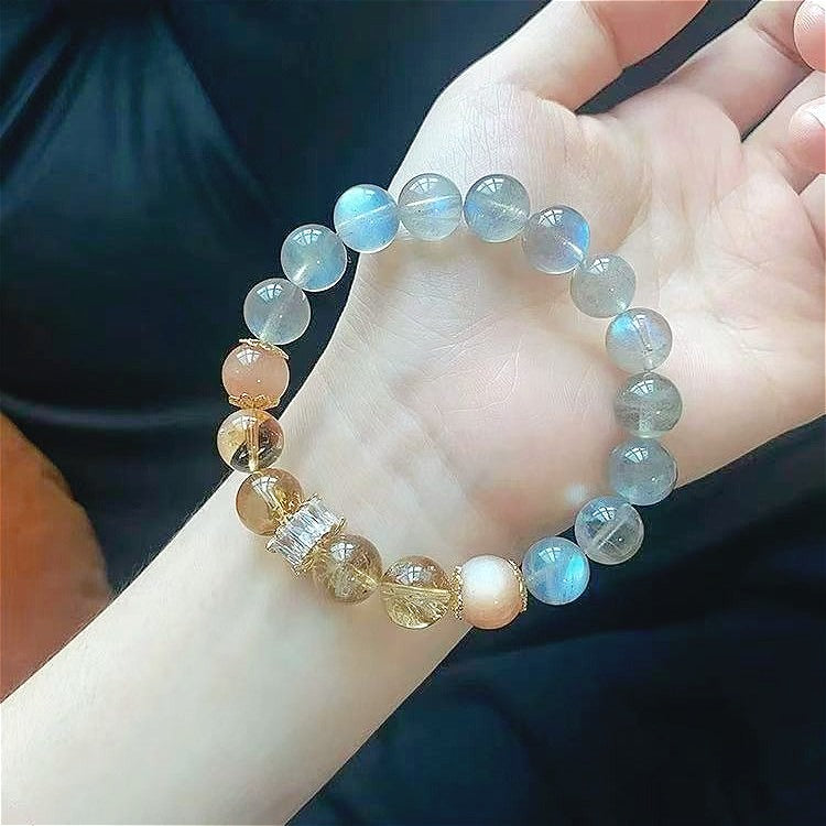 Zen Healing Gray Moonstone Citrine Balance Bead Bracelets