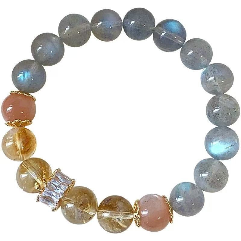 Zen Healing Gray Moonstone Citrine Balance Bead Bracelets